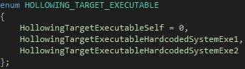 Hollowing target executable enum definition