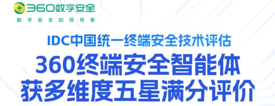 IDC权威认证：360终端安全智能体获多维度五星满分评价领跑行业