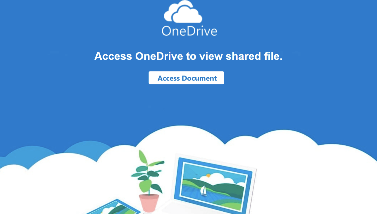 This shows a picture of a PDF file with a OneDrive logo, asking the user to click on “Access Document” to view the content of the file. 