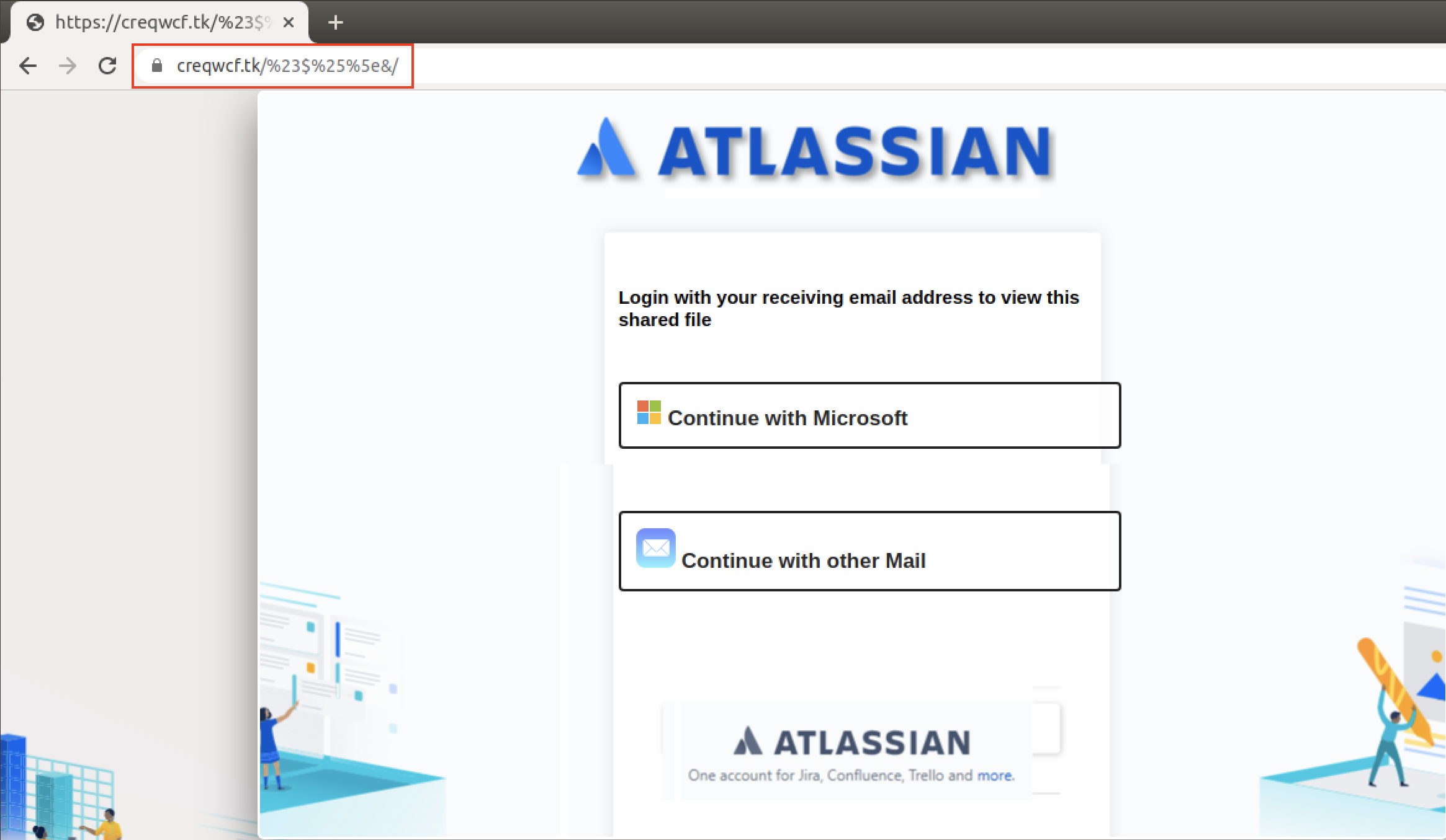 Clicking on the “Access Document” button shown in the figure above took us to a login page with an Atlassian logo, as shown here.