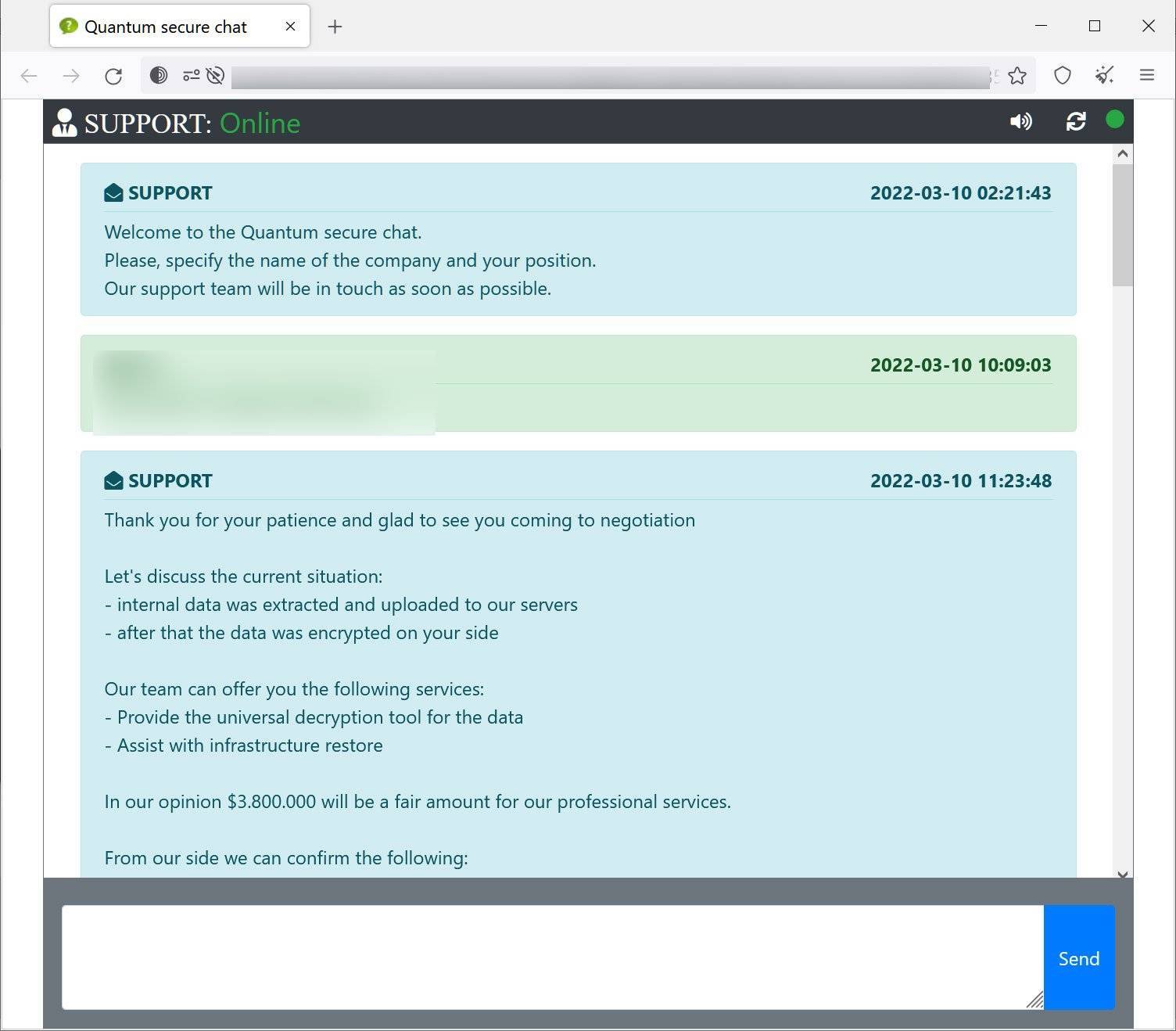 Quantum Locker demanding a $3.8 million ransom